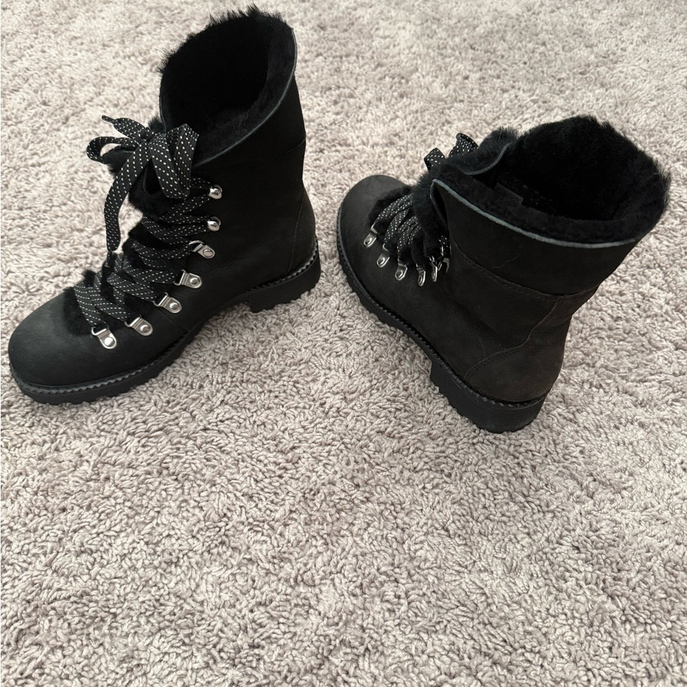 Women's Black Fur-Lined J Crew Snow Boots, Size 7